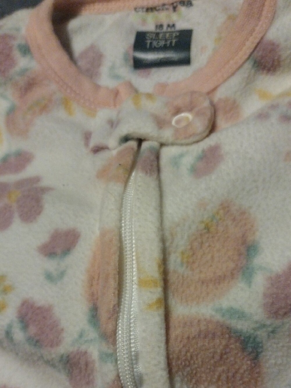 chick pea Cream Floral Footed One-Piece Pajamas - Picture 3 of 14
